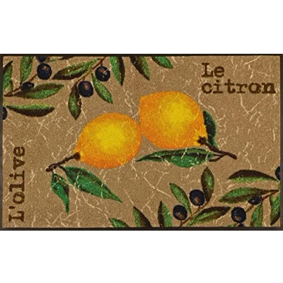 Abbildung von wash+dry by Kleen Tex Küchenläufer »Le Citron«, rechteckig, 7 mm Höhe, Motiv Oliven &amp; Zitronen, rutschhemmend, waschbar, Küche