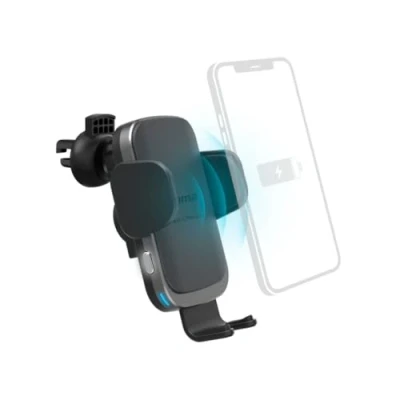 Abbildung von Hama FC10 Motion 10W Induktion Auto Handyhalterung (QI Charge, kabelloses Induktionskfz Ladegerät, ultraschnell) Silber/Schwarz