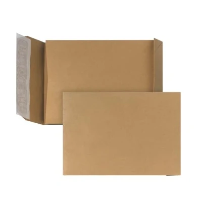 Abbildung von Bong Faltentasche C5 (250 Stück), haftklebende Faltentaschen mit Klotzboden und Seitenfalte, Versandtaschen aus braunem Kraftpapier, 229x162x30 mm, 110g/m²