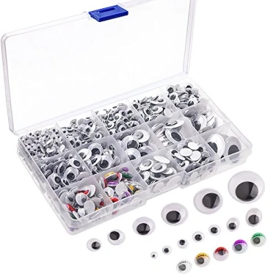 Abbildung von KUUQA 1200 Stücke Kunststoff Selbstklebend Puppe Augen Wiggle Glubschaugen Wackelaugen für DIY Scrapbooking Handwerk Spielzeug Zubehör (Verschiedene Größen)