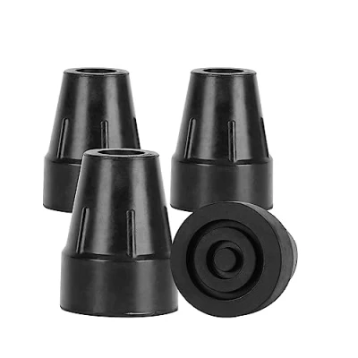 Abbildung von supregear 4 Stück 19 mm Gummispitzen für Gehstöcke und Krücken, Rutschfest, Strapazierfähig, Extra Breite Basis, Ersatzstockspitze Gehstock, Klappstock Zubehör, Schwarz