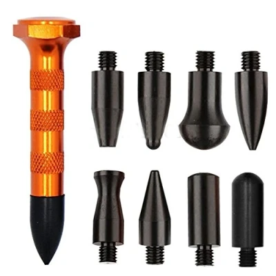 Abbildung von GS Do It Yourself Reparatursatz für lackfreie Beseitigung von Dellen, Metall Auflegestift mit 9 Köpfen und Spitzen, Dellenentfernung, PDR Werkzeuge
