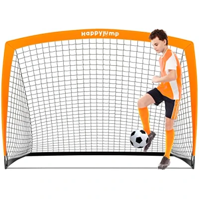 Abbildung von Happy Jump Fußballtor 3x2.2FT, 4x3FT, 5x3.6FT, 7x5FT Pop Up Fußballtraining für den Garten (5x3.6 FT Orange) 1 PC