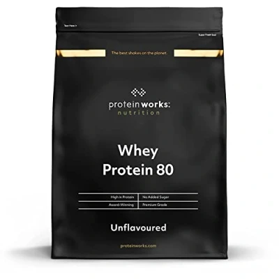 Abbildung von Protein Works Whey 80 Pulver (Konzentrat) Premium Eiweißpulver Proteinreich &amp; Wenig Zucker Geschmacksneutral 2kg
