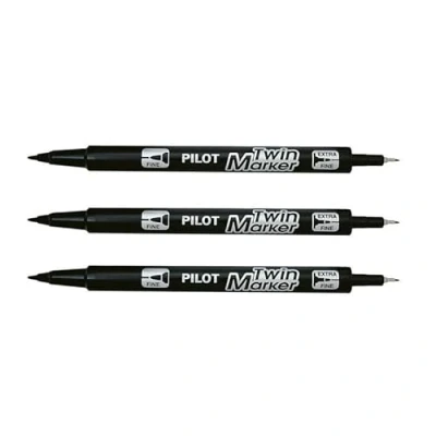 Abbildung von Pilot Twin Marker zum Beschriften von CDs/DVDs, permanent, fein/mittel, Schwarz
