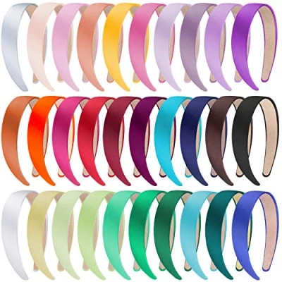 Abbildung von SIQUK 30 Stück Satin Haarreifen Damen Breit Haarreif für und Mädchen, Farben