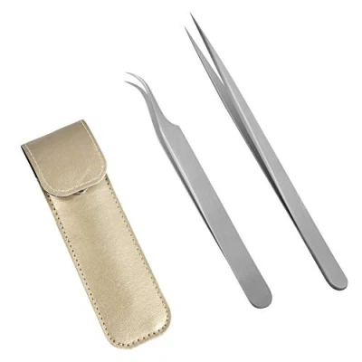 Abbildung von Lunamoon Wimpern Pinzette für Wimpernverlängerung 2 Stück Gerade und gebogene spitzen Professionelle Set (tweezers set02)