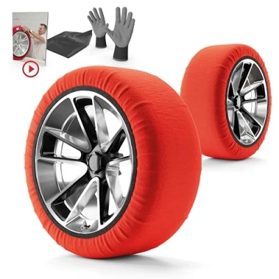 Abbildung von WALSER Schneeketten Alternative Active Qualitätssieger Sehr Gut*, 2er Set Textil Schneeketten, Auto Stoff, Car Snow Chains, Anti Rutsch Schneesocken Winter, Textilschneeketten rot XS