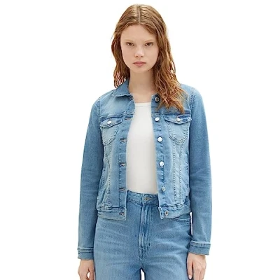 Abbildung von TOM Tailor Denim EASY Jeansjacke, Damen, Größe: Small, Light stone