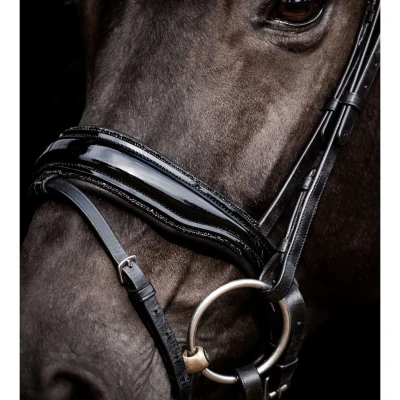 Abbildung von HB Anatomischer Nasenriemen Showtime Lack Glitzer/Schwarz Warmblut Agradi.deVerkauft von Agradi