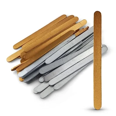 Abbildung von Netuno 40 Stück Holzstäbchen Silber und Gold 11,4 cm farbige Eisstiele Holz Holzspatel Basteln Eisstäbchen flach zum Dekorieren DIY bunte Bastelstäbchen Holzstiele