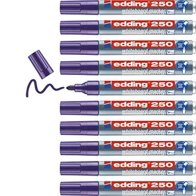 Abbildung von edding 250 Whiteboardmarker violett 10 Whiteboard Stifte Rundspitze 1,5 3 mm Boardmarker abwischbar für Whiteboard, Flipchart, Magnettafel, Pinnwand, Memoboard Sketchnotes