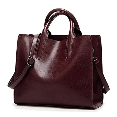 Abbildung von Coolives Damen Shopper Tasche aus PU Leder mit Schulterriemen Schultertasche Umhängetasche Quadrat Handtasche für Frauen Kaffee braun EINWEG