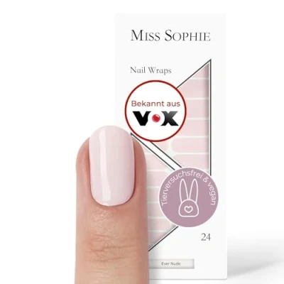 Abbildung von Original Miss Sophie Nagelfolien Ever Nude I 24 ultra dünne Nagellack Streifen einfarbig in Für Finger &amp; Fußnägel Hält auf Natur sowie lackierten, Acryl , Gel Shellac Nägeln
