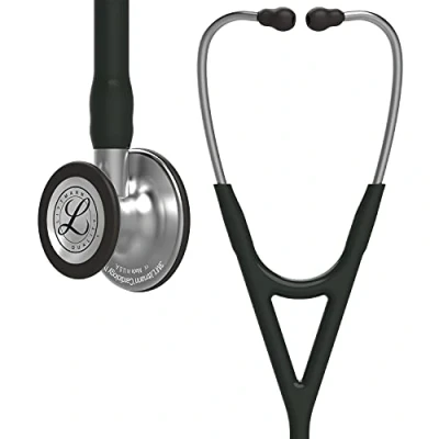 Abbildung von 3M Littmann Cardiology IV Stethoskop für die Diagnose, Bruststück in Standardausführung, schwarzer Schlauch, Schlauchanschluss und Ohrbügel aus Edelstahl, 69 cm, 6152
