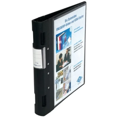 Abbildung von Wedo 5815001 Ordner Ergogrip Präsentationsordner (A4, 4 Ringmechanik, Kunststoff, 31,3 x 3,8 28,0 cm) schwarz