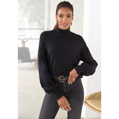 Abbildung von LASCANA Strickpullover, mit kleinem Stehkragen, Feinstrickpullover, casual chic