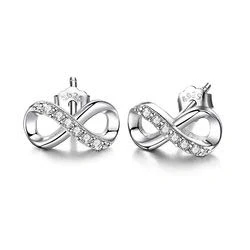 Abbildung von Unendlichkeit Ohrstecker, Ohrringe mit Funkelnden Zirkonia für Frauen u. Damen Schmuck Strasssteinen Unendlichkeitszeichen (Silber)