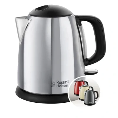 Abbildung von Russell Hobbs Wasserkocher klein [1,0l] Victory Edelstahl poliert (2400W, Schnellkochfunktion, herausnehmbarer Kalkfilter,außenliegende Wasserstandsanzeige,kleiner Reisewasserkocher)Teekocher 24990 70