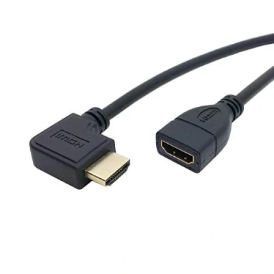 Abbildung von CY HDMI Verlängerungskabel,HDMI 1.4 Stecker auf Buchse 90 Grad links gewinkeltes Verlängerungskabel 0.5m
