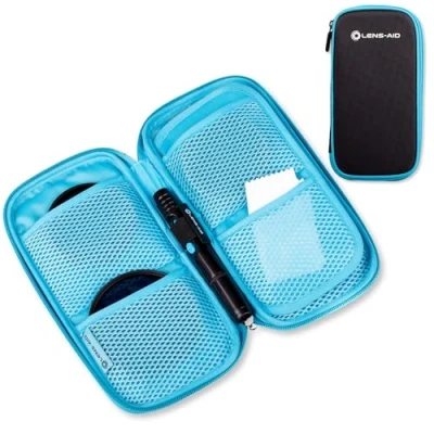 Abbildung von LENS AID Filtertasche für Rundfilter mit Fächer Filter bis 82mm, Aufbewahrungstasche Polfilter, UV Filter, Kamera Deckel etc.