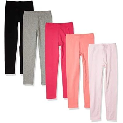 Abbildung von Amazon Essentials Mädchen Leggings, 5er Pack, Grau Meliert/Hellrosa/Pfirsich/Rot/Schwarz, 5 Jahre