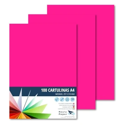Abbildung von RAYLU PAPER Tonpapier A4, 100 Stück Kartonpapier 180g/m², 210 x 297 mm, professionelle farbige Kartons für Büro, Kopierpapier, Buntes Papier zum Basteln (Fuchsia)