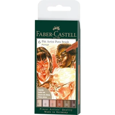 Abbildung von FABER CASTELL 167167 Tuschestift PITT artist pen B, Farbmix Portrait, 6 Stück