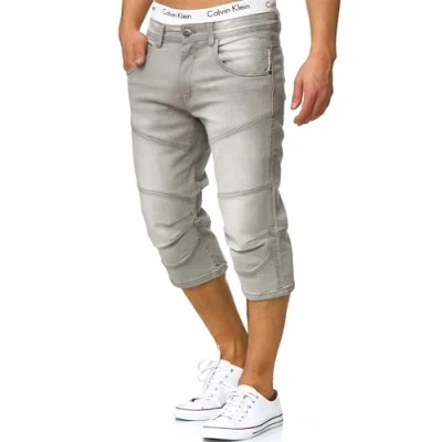 Abbildung von Indicode Herren Fortune 3/4 Jeans Shorts aus 98% Baumwolle Bermuda Denim Freizeithose für Männer Lt Grey, L