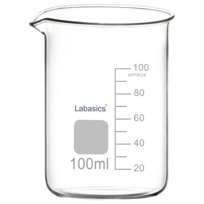 Abbildung von Labasics Glasbecher, 1er Pack Borosilikatglas Graduierter Tiefform Griffinglasbecher mit Ausgießer, 100 ml, Hochtemperaturbeständig, Laborgebrauch
