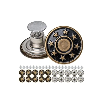 Abbildung von Hosen Ersatz Knöpfe zum Vernieten, Ø 20 mm Messing Jeansknöpfe, Pack, Bronze farben, Jeans mit Nieten, Knopf Einschlagen, Metall Hosenknopf, Hose weiter machen, Hosenknöpfe