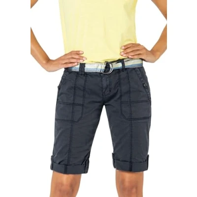 Abbildung von FRESH MADE Damen Bermuda Shorts mit glänzendem Gürtel Dark Blue XS
