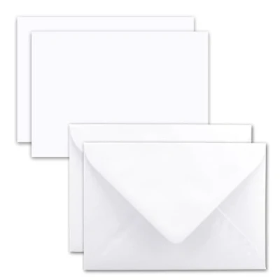 Abbildung von 25x Karte mit Umschlag Set aus Einzel Karten DIN A7 10,5x7,3 cm Hochweiß Brief Umschlägen C7 Nassklebung ideale Geschenkanhänger