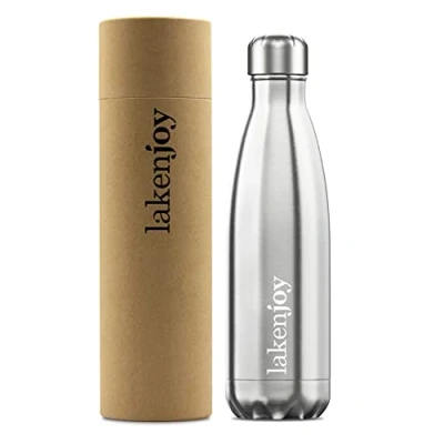 Abbildung von Laken Joy Thermo Wasserflasche, 18/8 Edelstahl Thermosflasche mit Doppelter Isolierung, Schmale Öffnung, 12 Stunden Wärme und 24 Kalt, 500 ml, Stahl