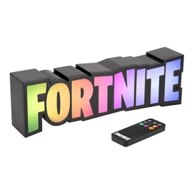 Abbildung von Paladone Fortnite RGB Logo Lampe mit Farbwechsel, offiziell lizenzierte Gaming Fernbedienung, Wandmontage oder zum Aufstellen auf dem Schreibtisch, USB betriebene Heimdekoration für Gamer
