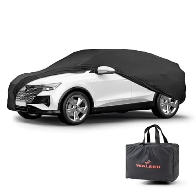 Abbildung von Walser Abdeckung Auto Indoor Stretch, Autoabdeckung Winter, staubdichte Autogarage Abdeckung, Autoplane für Auto, Abdeckplane SUV L schwarz