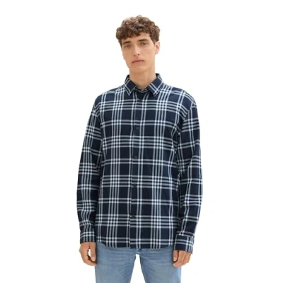 Abbildung von TOM TAILOR Denim Herren 1042540 Regular Fit Flanell Hemd mit Karo Muster, 36047 Blue Light Check, M
