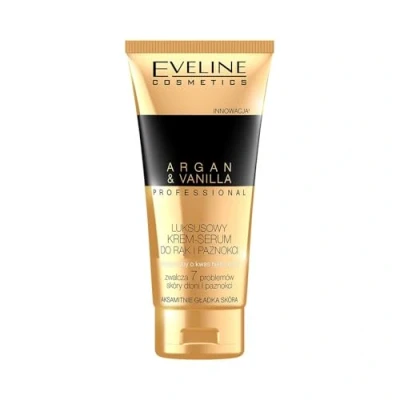 Abbildung von Eveline Cosmetics Argan &amp; Vanille Luxus Hand und Nagelcreme Serum Reichhaltiger Pflegekomplex 100 ml