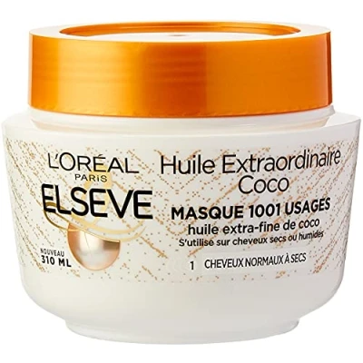 Abbildung von L&#039;Oréal Paris Elseve Extraordinary Coco Oil Maske mit extrafeiner Kokosnussöl, sehr leicht, für normales bis trockenes Haar, 1 Einheit