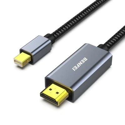 Abbildung von BENFEI Mini DisplayPort auf HDMI Kabel 1,8m, DP Nylonkabel &amp; Aluminiumschale Kabel, kompatibel mit MacBook Air/Pro, Microsoft Surface Pro/Dock, Monitor, Projektor