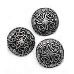 Abbildung von 12 Stück Metallknöpfe 22mm rund antiksilber Knöpfe Blumen Zinklegierung