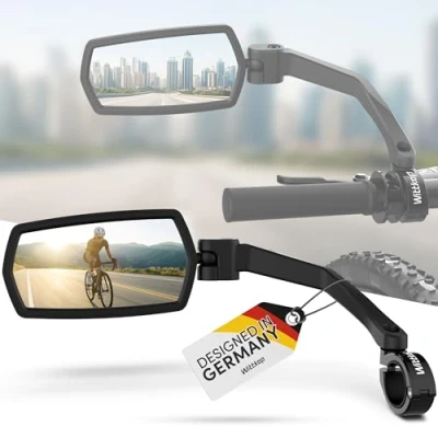 Abbildung von WITTKOP Fahrradspiegel Großes HD Sichtfeld 360 Dreh &amp; Einklappbar Montage Ober Unterhalb Bruchfest Langlebig Konvexer Rückspiegel für Fahrrad, E Bike (Set (L+R))