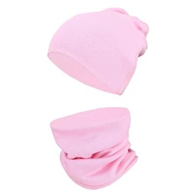 Abbildung von TupTam Kinder Mütze/Beanie und Schlauch Schal Set aus Jersey Rippstoff, Farbe: 21 Rose, Größe: 44 52