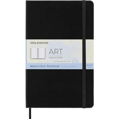 Abbildung von Moleskine 13 x 21 cm Großes Art Collection Aquarell Notizbuch Skizzenalbum zum Zeichnen mit Hardcover, Papier geeignet für Wasser, Farben und Aquarellstifte, Schwarz, 72 Seiten