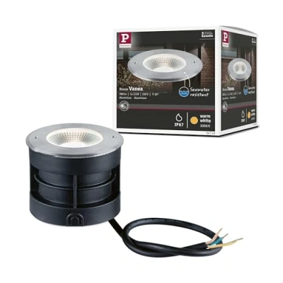 Abbildung von Paulmann 94748 LED Außenleuchte Bodeneinbauleuchte Vanea seewasserresistent IP67 rund 100mm 3000K 3,5W 160lm 230V Alu Warmweiß