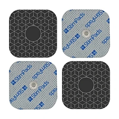 Abbildung von StimPads Professional Silber TENS und EMS Elektroden Pads kompatibel mit Compex Geräte 4 50X50mm 3,75mm Easy Snap Die beste Leitfähigkeit Zertifiziertes Medizinprodukt von Motron NV