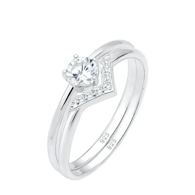 Abbildung von Elli SOLITÄR Dreieck Zirkonia Ring, Damen, Größe: 54, Silber