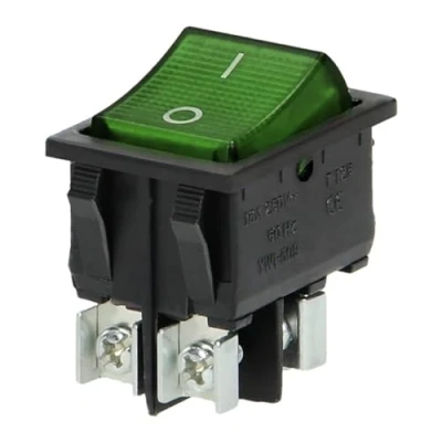 Abbildung von Miratic Unterbeleuchtet Kippschalter 230v, Schalter 230V Versorgungsspannung: , 50Hz Strom: 20 A (grün, schwarzes Gehäuse)