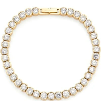 Abbildung von JEWELS BY LEONARDO Armband Cremona, Arm Schmuck aus goldfarbenem Edelstahl, klare Zirkonia Steinchen, 18,5 cm Länge, Damen, 024337