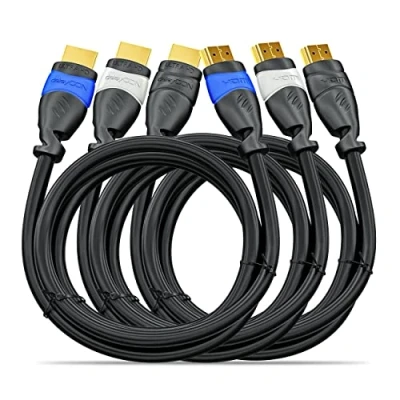 Abbildung von deleyCON HDMI Kabel SET 3x 2m kompatibel zu 2.0a/b/1.4a UHD 4K HDR 3D 1080p 2160p ARC High Speed mit Ethernet Blau/Grau/Schwarz